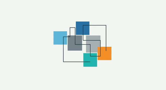 Colorful geometric shapes overlap design.