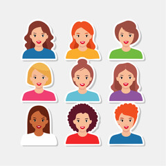 Fototapeta premium Diverse Group of Women Avatars