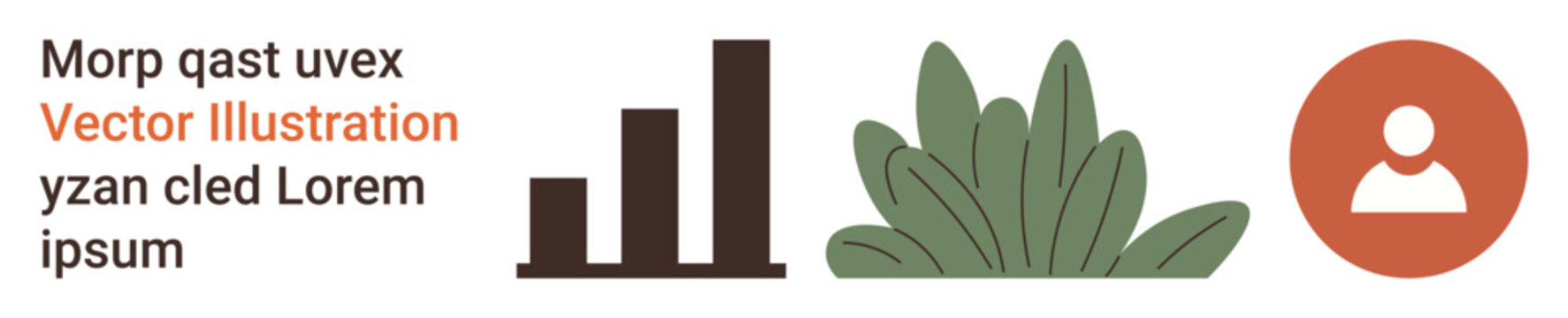 Data visualization, user interface, nature concepts, digital presentations, business analytics, graphic design. Bar graph, greenery and a user icon in flat design. Data visualization and user