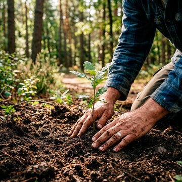 Concepto de reforestaci&oacute;n y cuidado ambiental: sembrando un futuro sostenible