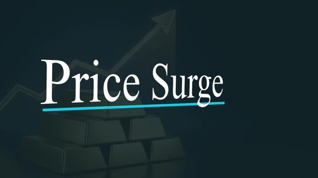 Financial Upswing: An artistic representation of a price surge, illustrating the upward trajectory of value through an abstract arrow and gold bars.
