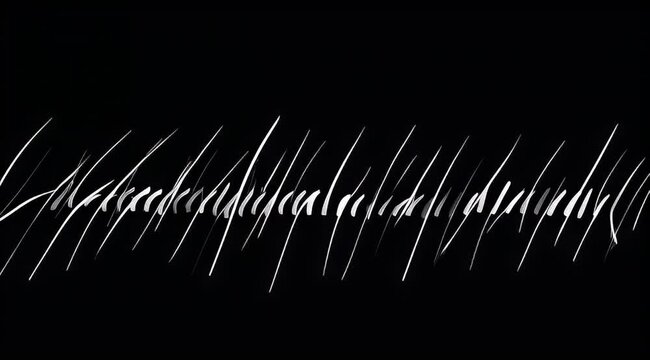 Abstract calligraphy in white strokes on black background