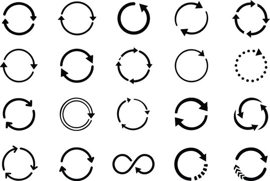 Advanced Circular Loop Arrow Icons Set, Refresh Reload Repeat Symbols Collection Vector Pack