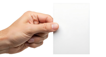 Fototapeta premium Hand holding a blank white sign or business card