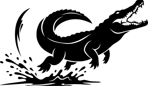Fierce Crocodile Splash Attack Vector &ndash; Aggressive Alligator Jumping Out of Water for Streetwear T Shirt Design