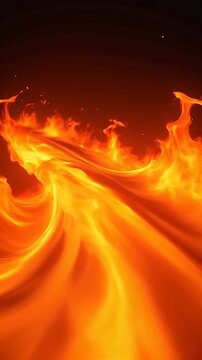 Abstract fiery orange and yellow flames with a dark background, representing intense energy and passion, perfect for digital art and dynamic backgrounds