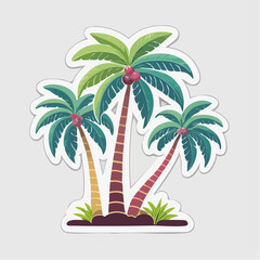 Obraz premium Illustration of Three Palm Trees with Coconuts