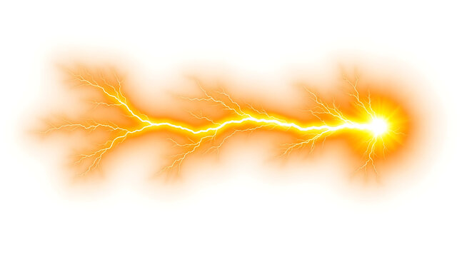 Orange lightning bolt flash isolated on white background