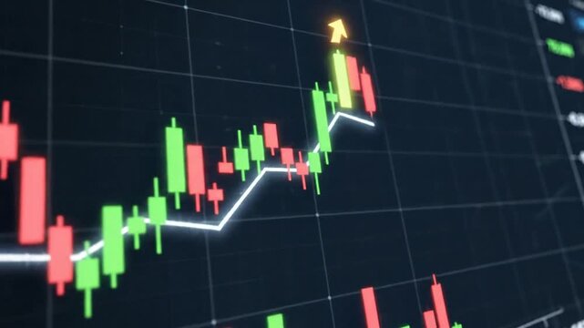 Professional Business Candlestick Chart Displaying Stock Market Investment Trading Growth. Bullish Financial Trend Analysis with Abstract Vector Design for Digital Exchange and Economic Success.