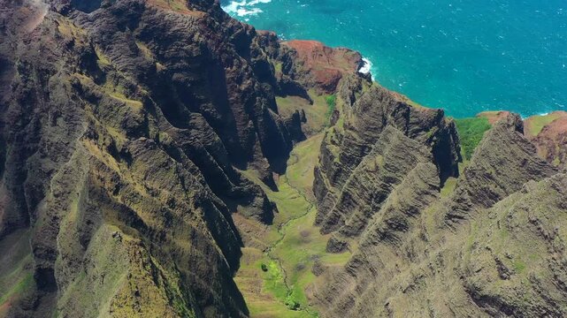 Stunning Na Pali coastline rugged cliffs Kauai Hawaii