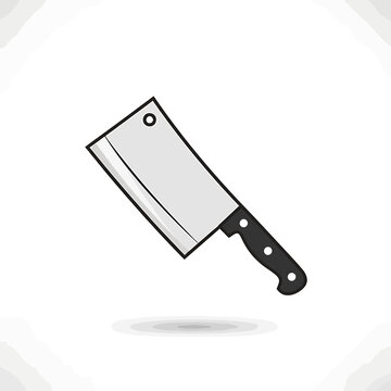 Simple Line Art Style Cleaver Knife Illustration Element Kitchenware