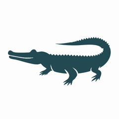 Fototapeta premium Silhouette of a powerful alligator with a long tail, a classic reptile icon