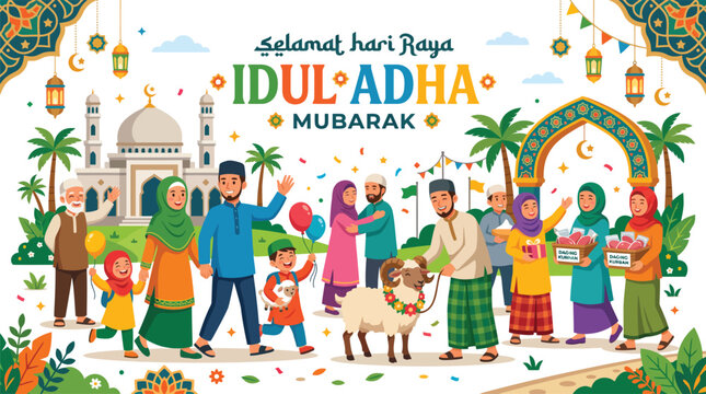Selamat Hari Raya Idul Adha 1445 H with Family and Mosque