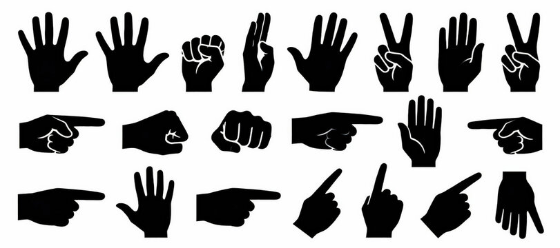 Set of hand gestures icons on white background