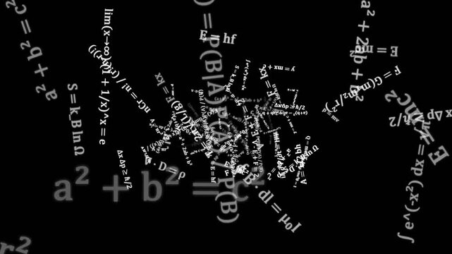 Mathematical Equations on Black Background.