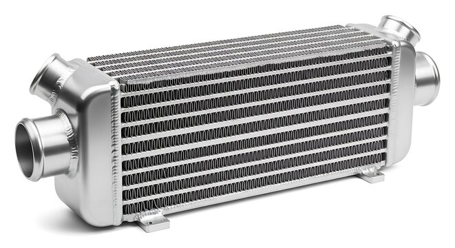 Silver intercooler with metal fins