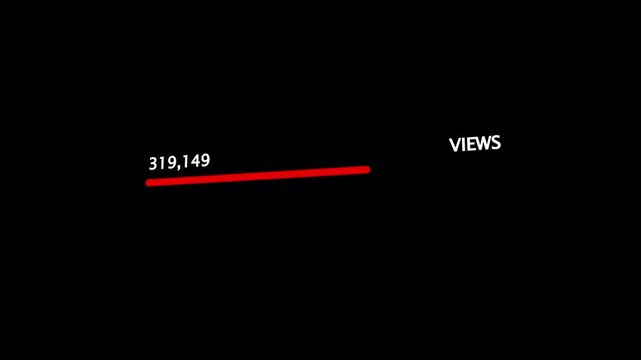 animated views number of viral content. Number Counter animation 0 to 500,000 views on transparent background. 4K Video