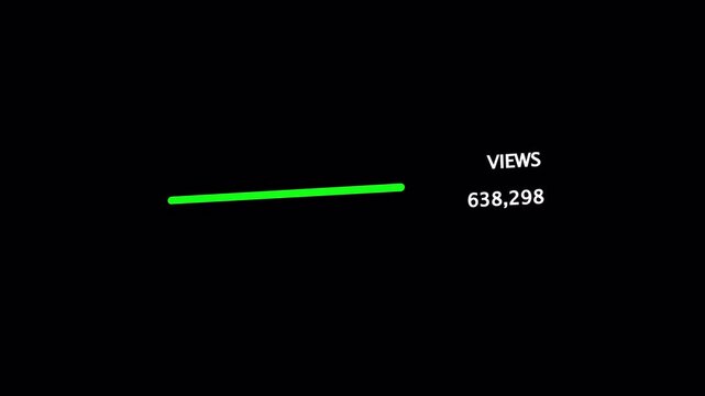 Animated views number of viral content. Counter quickly increasing video content 0 to 1.000.000 counts views on alpha channel. 4K Video Footage