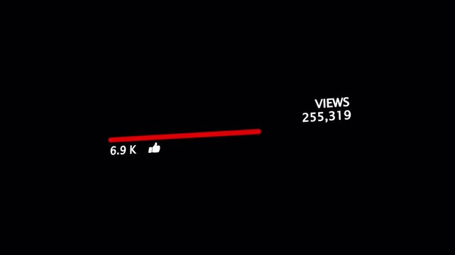 Social network animation increasing views and likes engagement statistics digital online media on transparent background. 4K Video