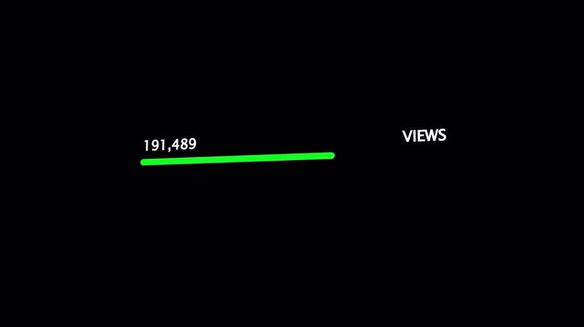Animated views number of viral content count 0 to 300,000 views growth, social media analytics, engagement growth, or content success. 4K Video