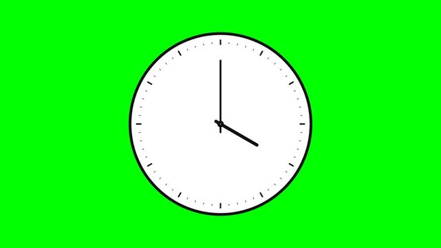 Animated clock on green screen background.