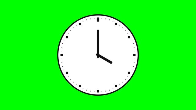 Animated clock on green screen background.