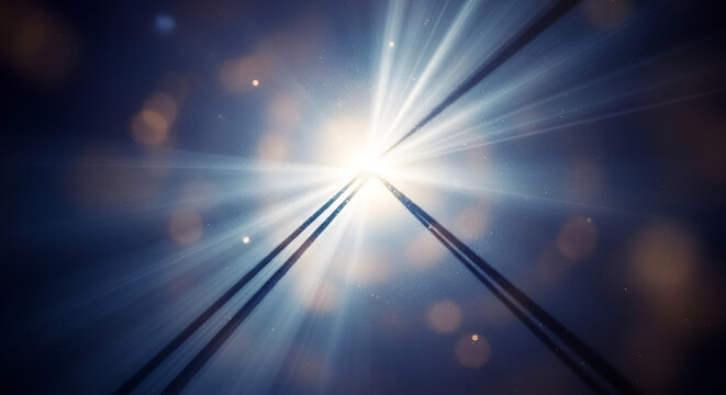 Epic light rays bursting from a glowing pyramid shape abstract spiritual concept
