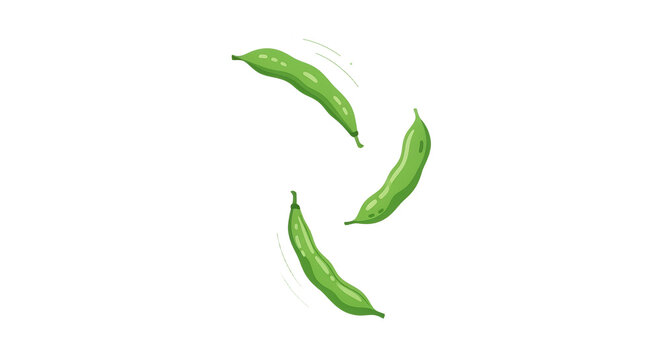 Fresh Green Bean Pods Vector Illustration Floating String Beans Healthy Organic Vegetable Graphics on White Background