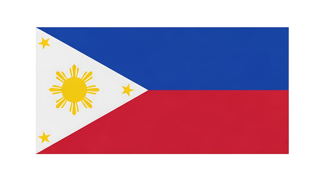 Philippine Flag Waving on White Background, National Symbol of the Philippines