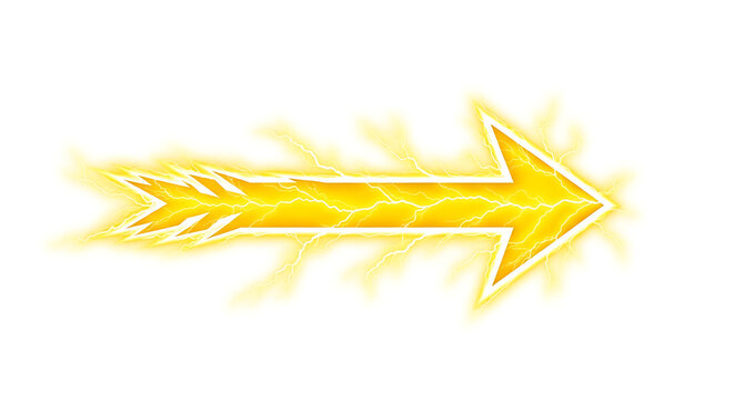 Glowing yellow digital motion arrow