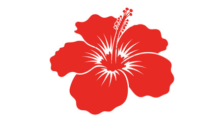 Red Hibiscus Flower Illustration with Stamen. © Abutop