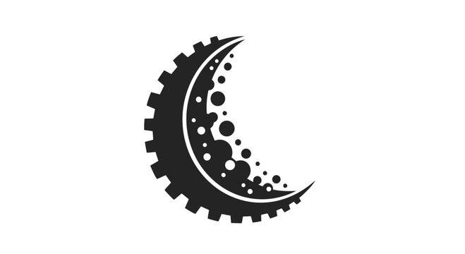 Crescent Moon with Cratered Surface Illustration.