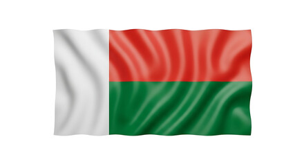 Obraz premium Waving Flag of Madagascar on White Background, National Symbol of Madagascar