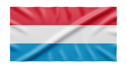 Obraz premium Waving Flag of Luxembourg with Red, White, and Blue Stripes, Studio Fabric Texture