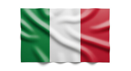 Obraz premium Waving Italian Flag, Tricolore Symbol of Italy with Green, White, and Red Stripes on White Background