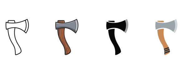Wood axe icon vector, handheld hatchet lumberjack tool and carpentry equipment symbol, clean modern illustration ideal for forestry, construction © MDSAIDUR