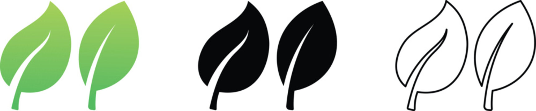Minimalist two leaf icon. Nature organic isolated illustration. Versatile Leaf Icons for Nature, Organic, and Eco Designs.