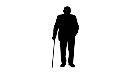 Elderly man silhouette using a cane for support standing upright Vector © Mst Nazma