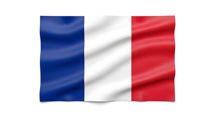 Obraz premium Waving French Flag Isolated on White Background, Tricolor National Symbol of France