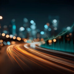 Fototapeta premium City Lights and Financial Growth: An artistic rendering captures the essence of urban financial progress.