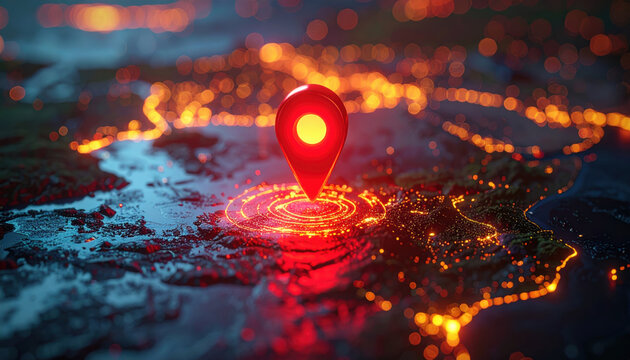 Geopolitical risk assessment location map navigation geopolitical risk assessment highlights glowing location pin digital map for security