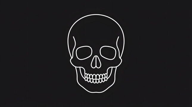 Striking geometric dark skull design with clean lines on a minimalist black background, a powerful graphic symbol of mortality and danger for modern projects and conceptual art