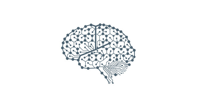 Brain Illustration with Dots.