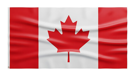 Obraz premium Waving Canadian Flag with Red Maple Leaf on White Background, National Symbol