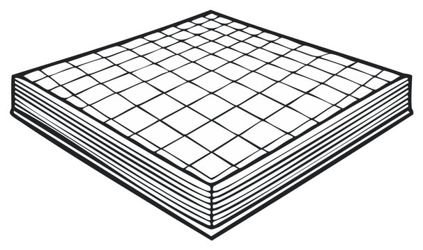 Stylized drawing of a stacked geometric pattern surface representing a grid or fabric pattern