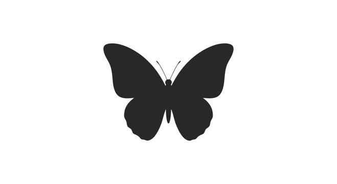 Black Butterfly Silhouette with Open Wings.