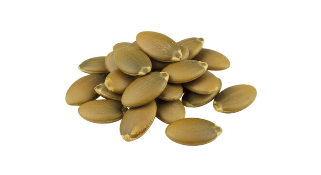 Heap of Roasted Pumpkin Seeds Kernels or Pepitas Isolated on White Background