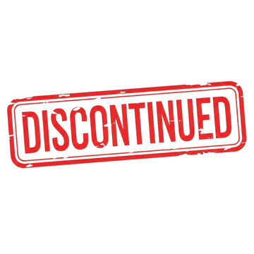 Red stamp indicating discontinued product status with bold text