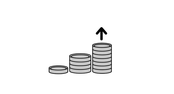 Increasing Stack of Coins Money.