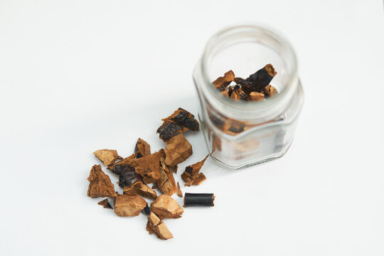 Dried Ganoderma Pieces and Glass Jar